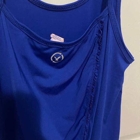 American Eagle Fly Away Open Split/Cross Back Tank XS Blue Workout Gym - Picture 4 of 5